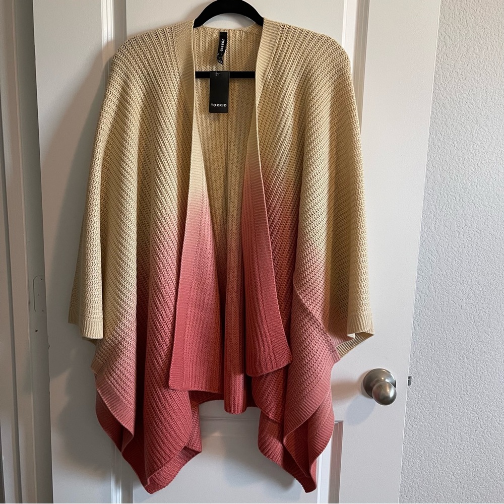 Torrid Multicolored Dip Dye Knit Ruana Shawl, OS NWT